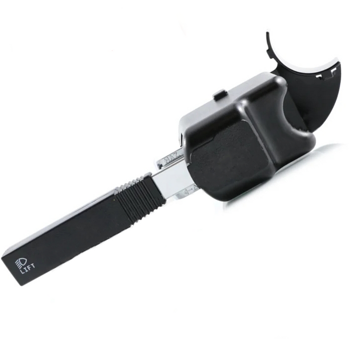 Advance Truck Parts USA 01-4811-77 Freightliner FLD heavy-duty multifunction turn signal switch featuring lever arm with headlight lift icon and curved steering column collar mount