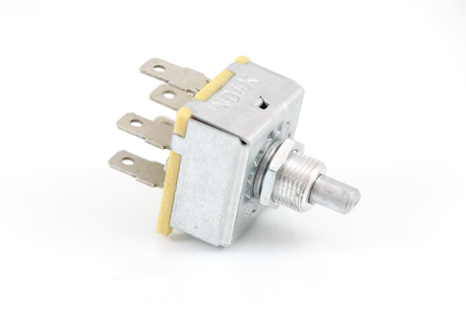 Advance Truck Parts USA 1661420C1 168822cC2 fan blower A/C switch showing a clean studio view of the short lever shaft, threaded mounting bushing, and 5-terminal rear configuration on a plain white background
