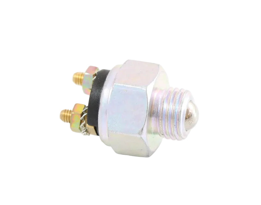 Advance Truck Parts USA 1676106C1 454925C1 normally open ball actuator reverse switch featuring threaded metal barrel, hex body flange, and dual threaded stud terminals