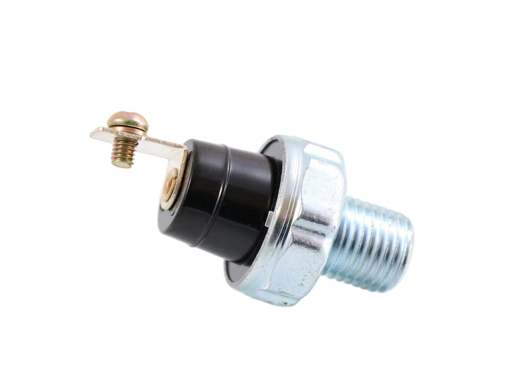Advance Truck Parts USA 1MR2339R Mack normally closed air pressure switch featuring 1/4in-18 NPT threaded port, zinc-plated hex fitting, black polymer body, and 1-blade screw terminal