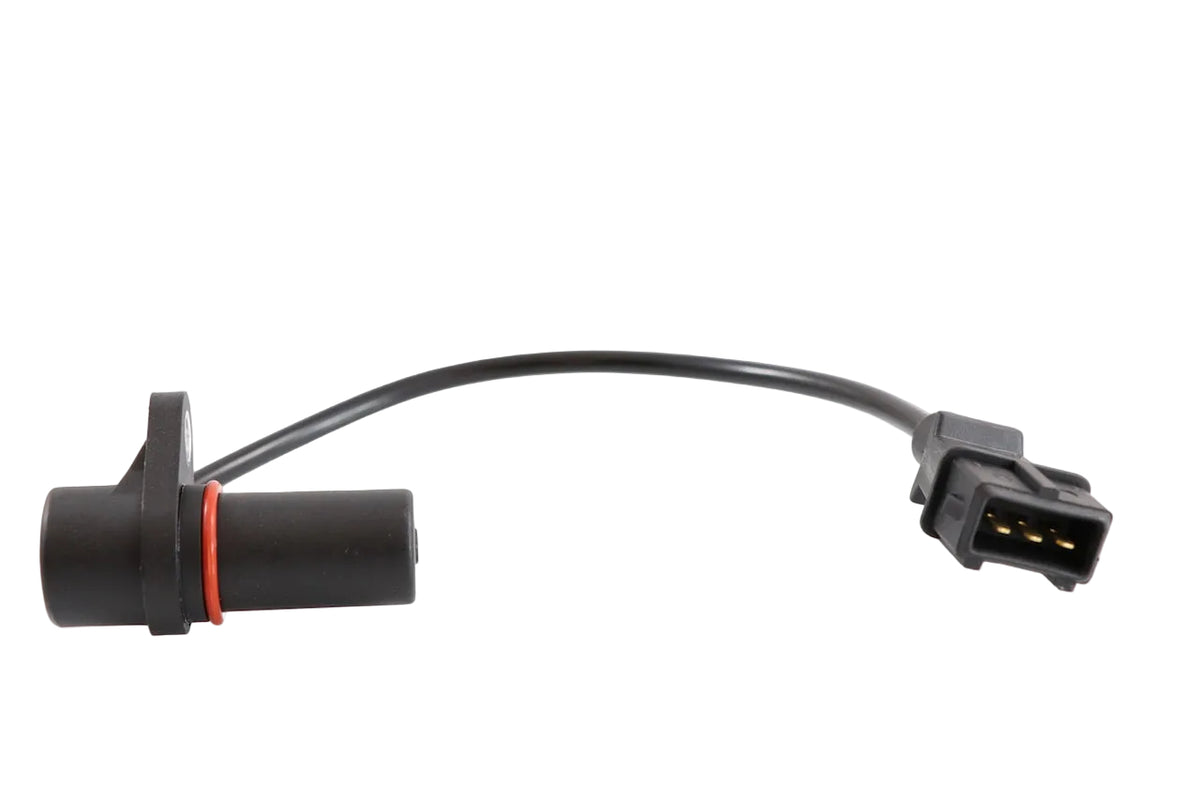 Advance Truck Parts USA 20706327 Volvo timing cover bell housing speed sensor featuring red O-ring seal, mounting flange, wire lead, and 3-pin connector