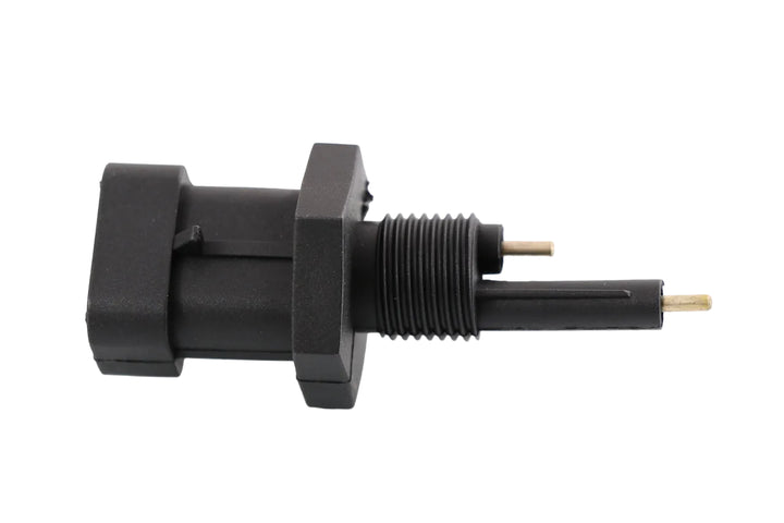 Advance Truck Parts USA 20912839 Mack radiator water level probe showing a clean studio view of the black sensor housing, M16 x 1.5 threaded fitting, and dual probe pins on a plain white background