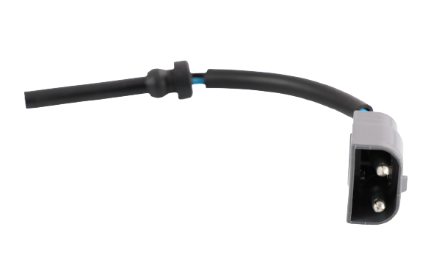 Advance Truck Parts USA 21399626 coolant level sensor for Volvo trucks showing a clean studio view of the grey connector housing, wire harness, and rubber grommet seal