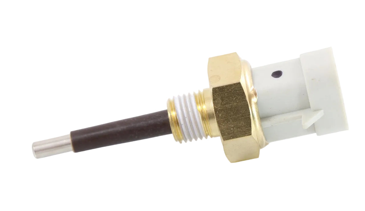 Advance Truck Parts USA 23524167 42020829 3.3-inch Detroit Diesel coolant level sensor featuring 1/4-18 NPT threaded brass body with thread sealant, dark immersion probe, and light connector housing