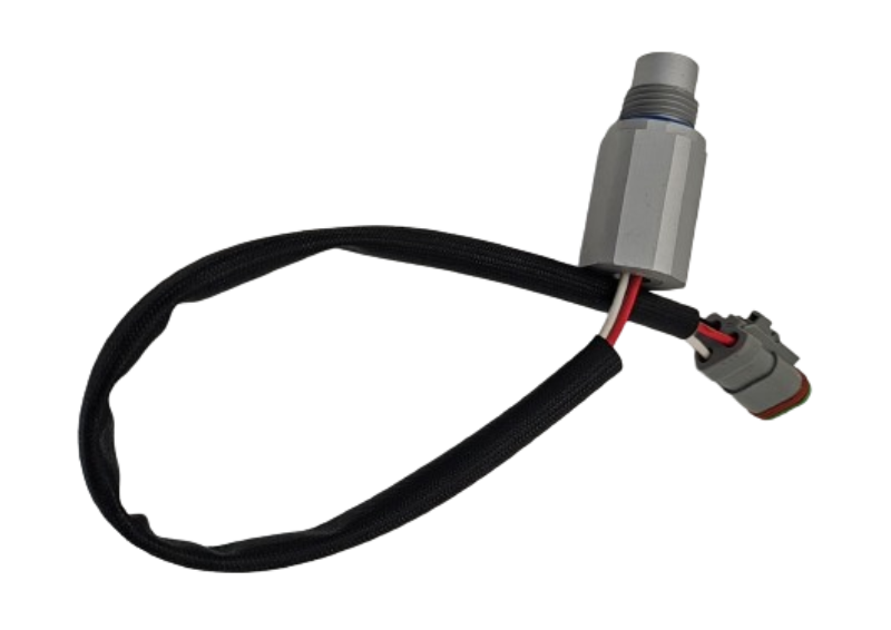 Advance Truck Parts USA 265-9033 Caterpillar speed sensor showing a clean studio perspective of the threaded sensor body, wiring harness loop, and connector