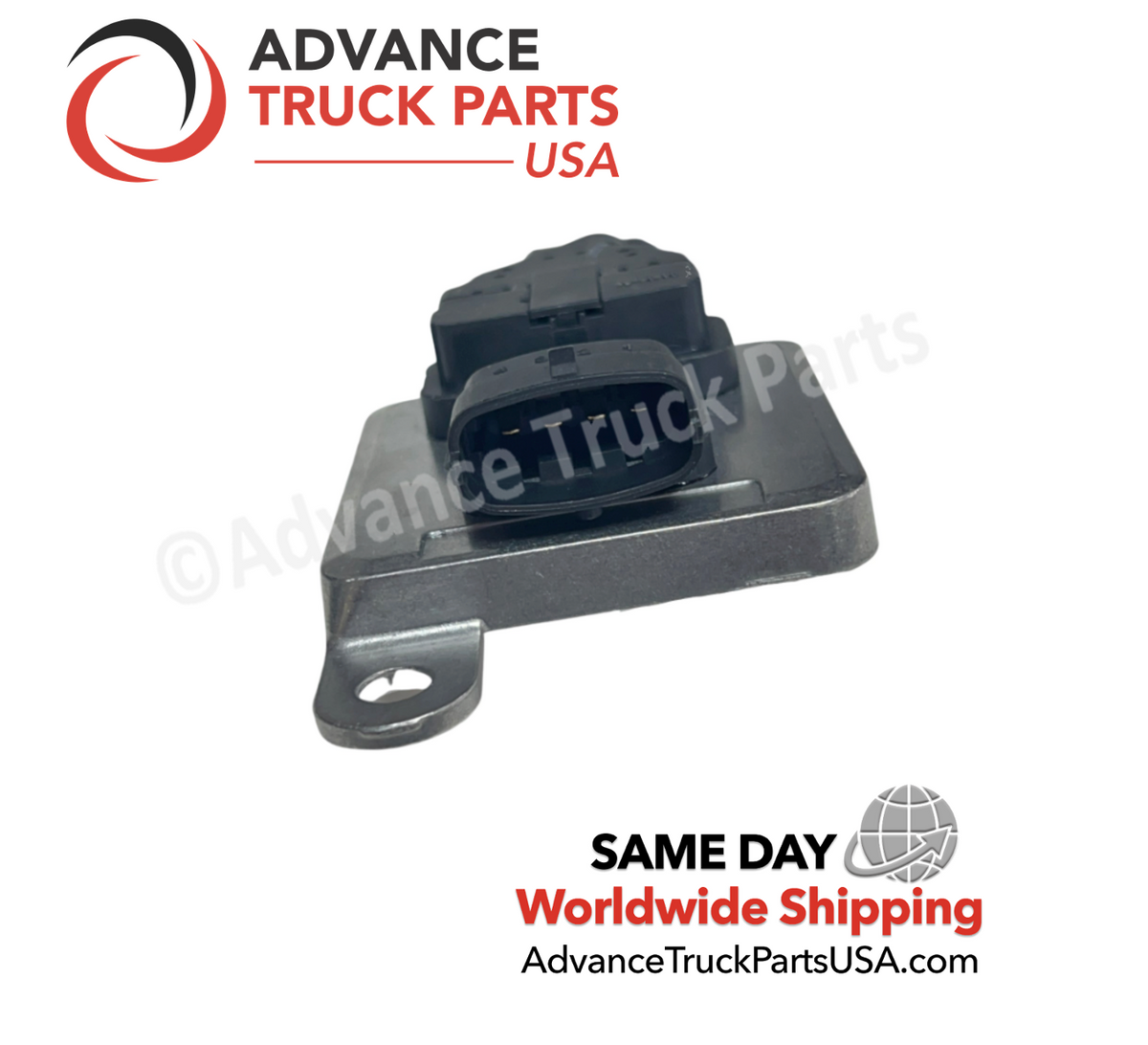 Advance Truck Parts USA 289494300RX Cummins NOx sensor featuring an integrated electronic control module housing and mounting bracket