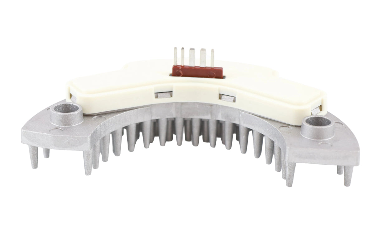 Advance Truck Parts USA 3562102C1 Navistar resistor showing a studio perspective of the curved finned heat sink and electrical terminals