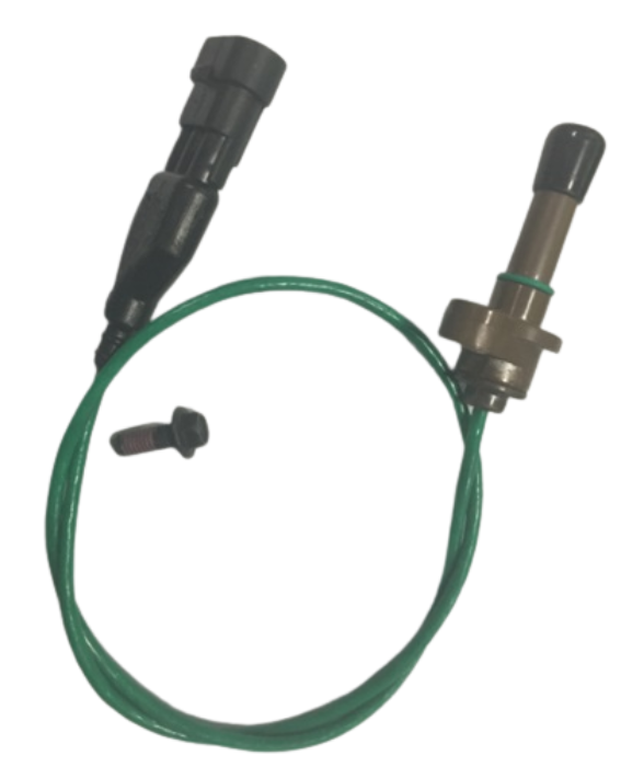 Advance Truck Parts USA 4036059 Cummins ISX turbocharger speed sensor kit showing a clean studio view of the brown sensor probe, green wiring harness, mounting bolt, and electrical connector