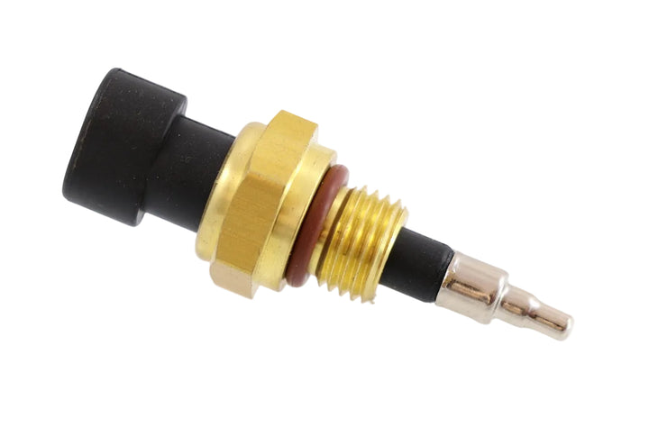 Advance Truck Parts USA 4088832 Cummins temperature sensor featuring brass hex fitting, red O-ring seal, electrical connector shroud, and stepped probe tip