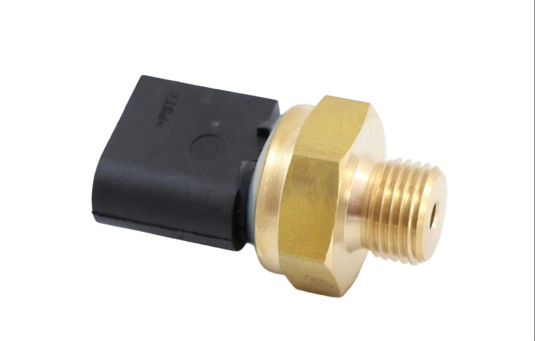 Advance Truck Parts USA 462930 Detroit Diesel oil pressure sensor showing a clean studio view of the threaded brass fitting, hex nut, and black connector housing 