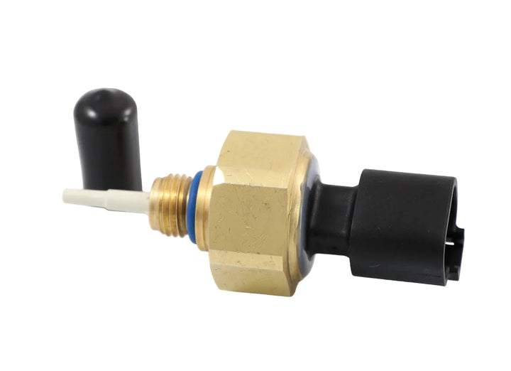 Advance Truck Parts USA 4921473 Cummins temperature and pressure sensor showing a clean studio view of the brass hex fitting, sensor probe with protective cap, and connector housing 