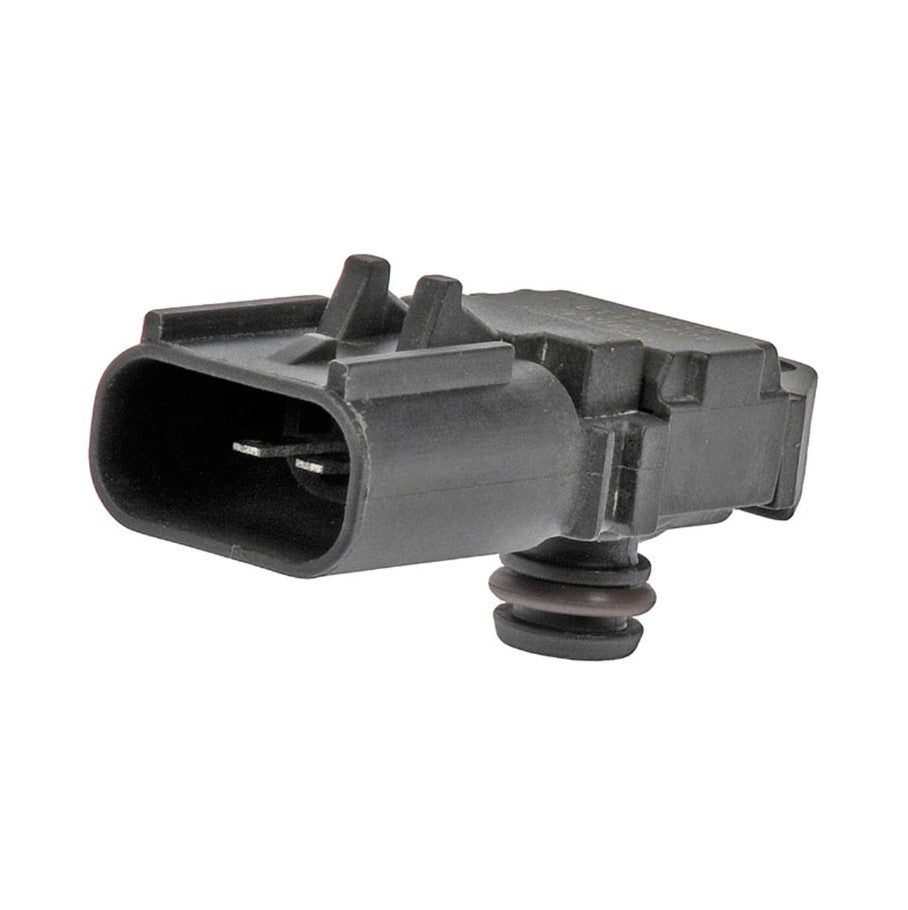 Genuine Cummins 4984575 pressure switch showing a clean studio view of the black plastic housing, O-ring seal, and electrical connector pins