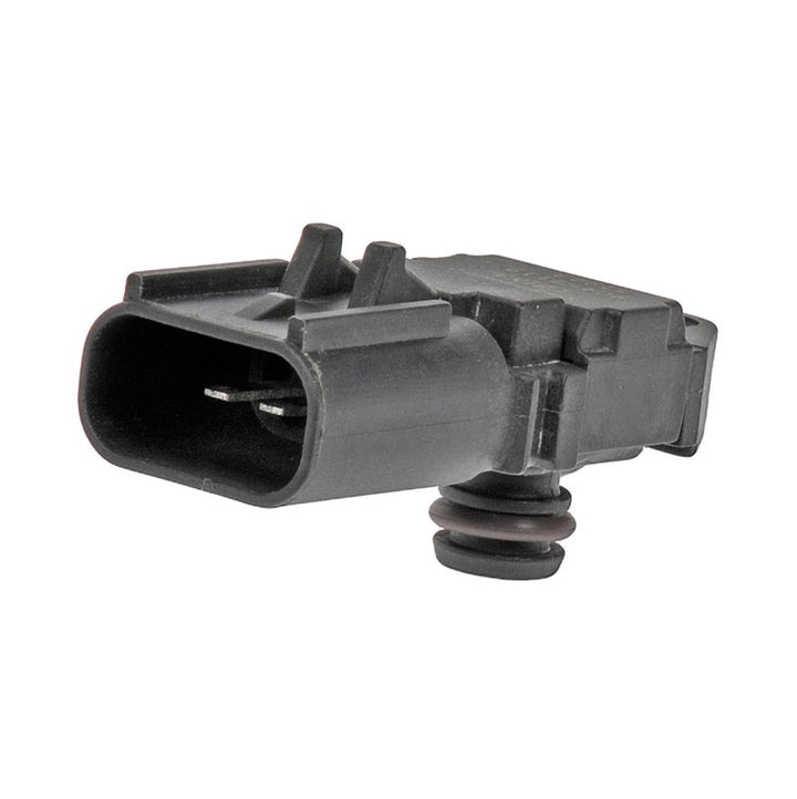 Genuine Cummins 4984575 pressure switch showing a clean studio view of the black plastic housing, O-ring seal, and electrical connector pins