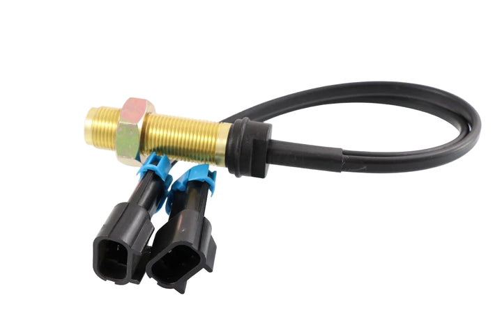 Advance Truck Parts 505-5507 speedometer and tachometer sensor showing a clean studio view of the threaded brass body, mounting nut, and dual 2-pin connectors on a plain white background