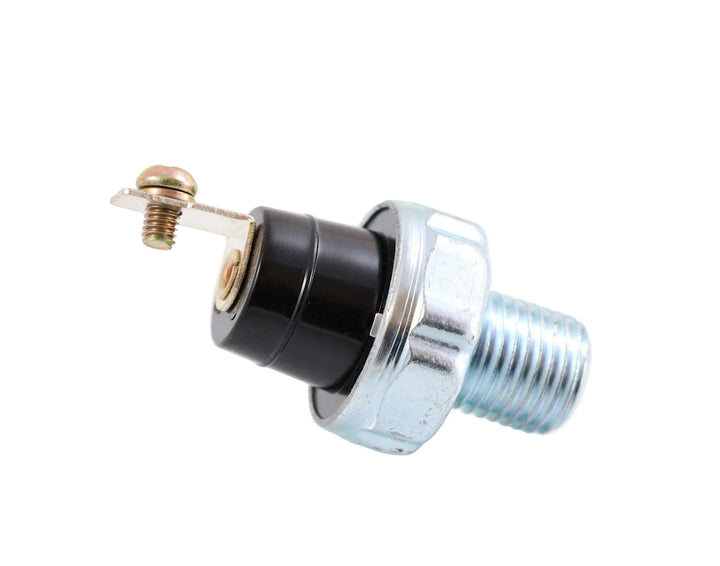 Advance Truck Parts USA 505027C1 International Navistar air conditioner low pressure switch showing a clean studio view of the threaded fitting, zinc-plated hex nut, black body, and screw terminal on a plain white background