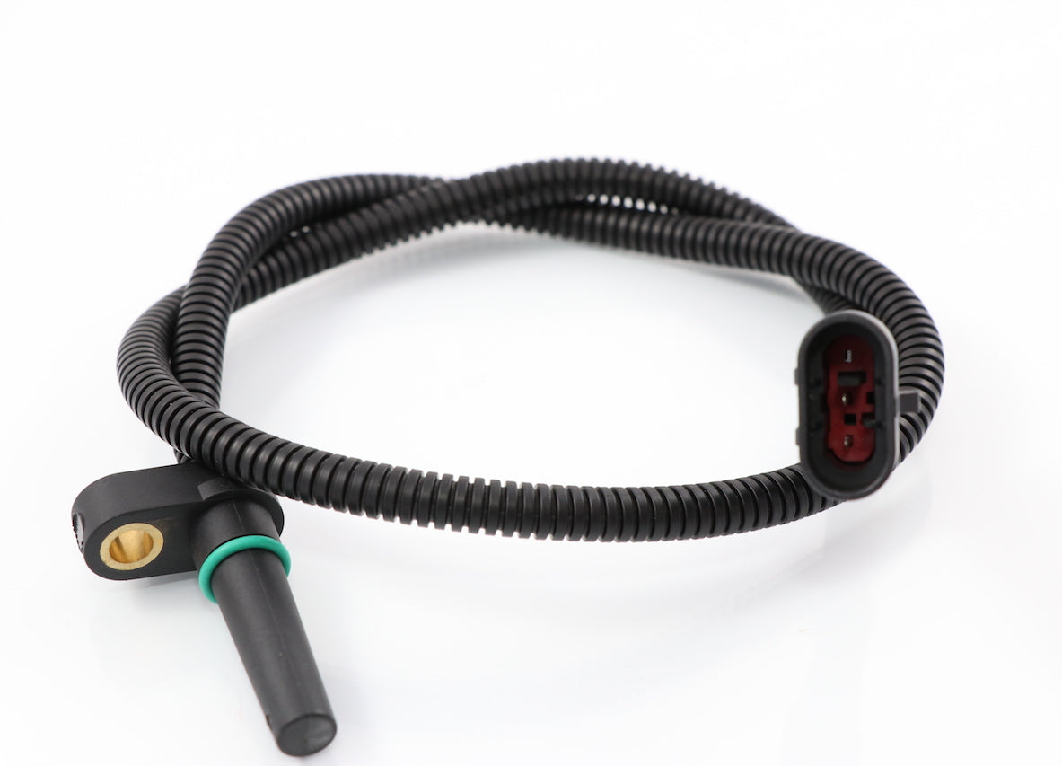Advance Truck Parts USA 5550065 Cummins ISX turbocharger speed sensor kit showing a clean studio view of the sensor probe, corrugated protective loom, and electrical connector