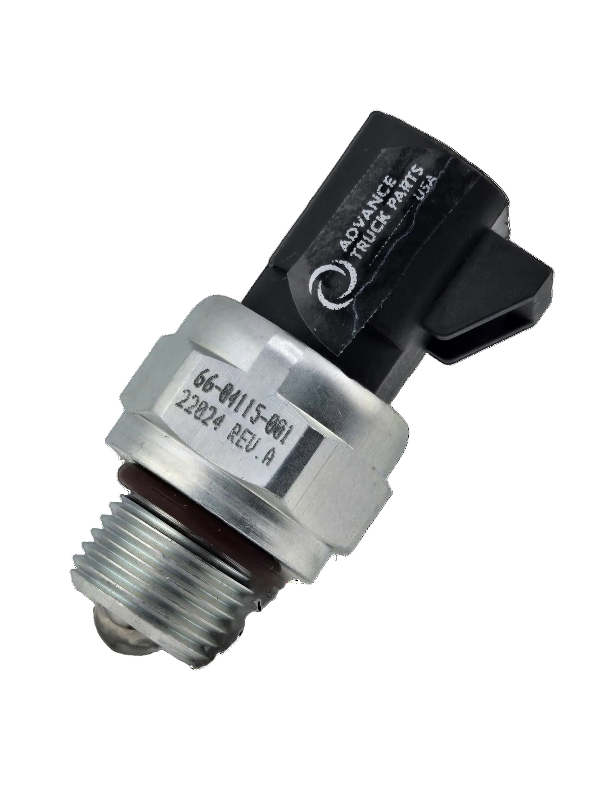 Advance Truck Parts USA 66-04115-001 neutral ball switch showing a clean studio view of the threaded base, O-ring seal, and black electrical connector housing on a plain white background