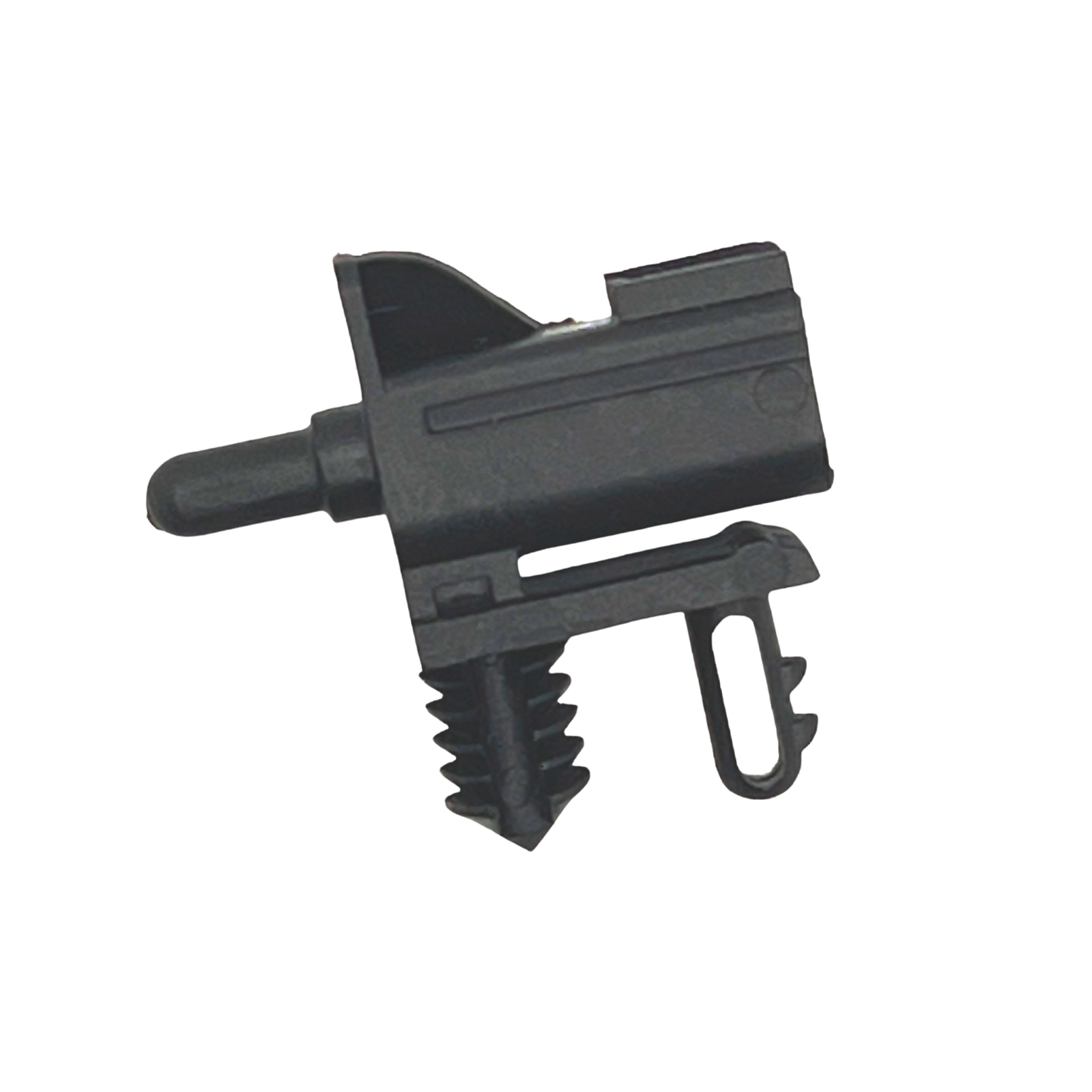 Advance Truck Parts USA 66-04727-000 Freightliner and Western Star outside air temperature sensor showing a close-up studio perspective of the black nylon housing and mounting clip