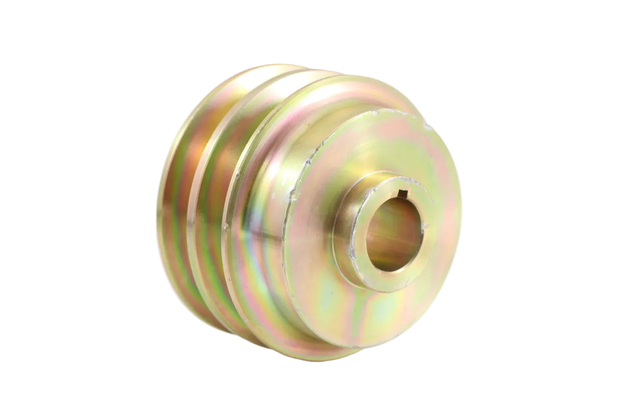 Advance Truck Parts USA 724-1501 heavy duty dual groove pulley showing a clean studio view of the machined steel body, dual belt grooves, and keyed center bore 
