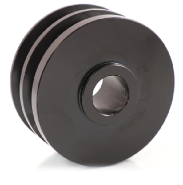 Advance Truck Parts USA 724-1507 heavy duty pulley showcasing the machined cold-rolled steel construction, dual grooves, and recessed front face