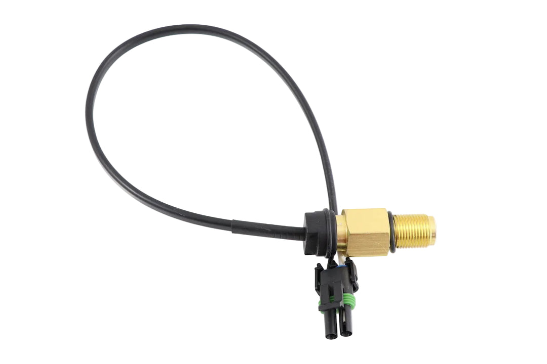 Advance Truck Parts USA 8029939 M18x1.5 threaded brass vehicle speed sensor featuring integrated loop harness and sealed multi-pin connector