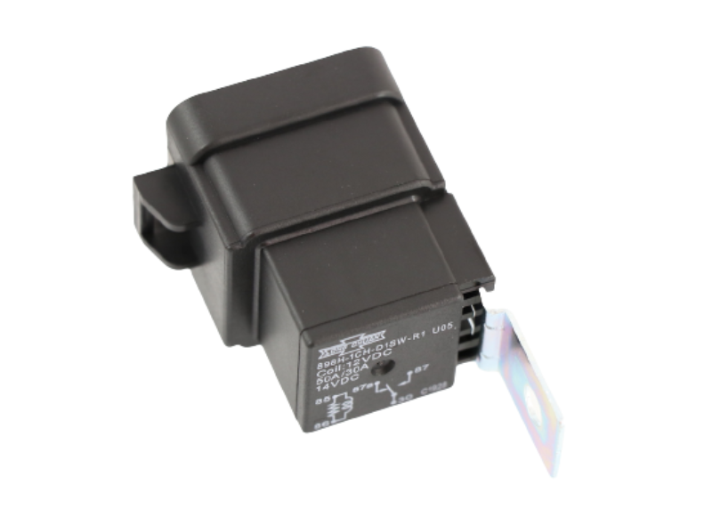 Advance Truck Parts USA 898H-1CH-D1SW-R1-U05-12VDC Song Chuan relay showing a clean studio view of the black housing, wiring diagram, and metal mounting bracket on a plain white background