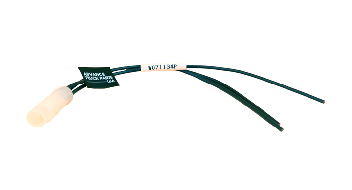 Advance Truck Parts USA brand door jamb switch pigtail for Kenworth trucks, SKU W071134P. Features a connector plug and labeled wire