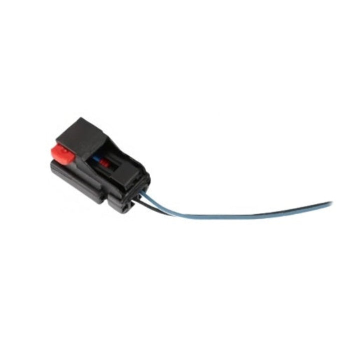 Advance Truck Parts USA W094235 pigtail connector for 2872858 showing a clean studio view of the 2-pin black housing, red locking tab, and wire leads 
