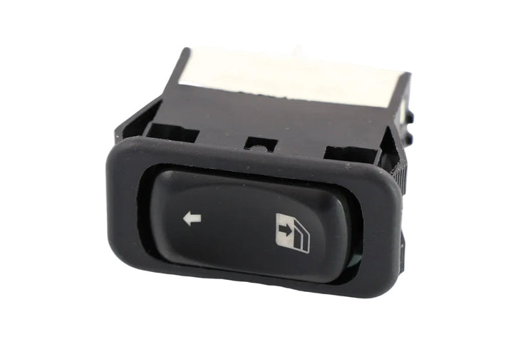 Advance Truck Parts USA A06-30769-027 Freightliner window switch showing a close-up studio perspective of the black rocker button and housing bezel