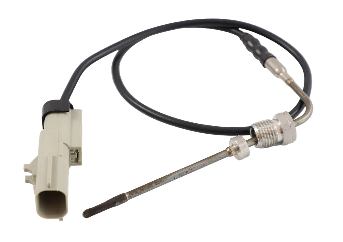 Advance Truck Parts USA A6805401317 Freightliner exhaust gas temperature sensor showing a clean studio perspective of the threaded probe, wire harness, and connector