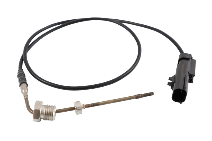 Advance Truck Parts USA A6805401817 Freightliner exhaust gas temperature sensor showing a close-up studio perspective of the threaded metal probe and wiring harness