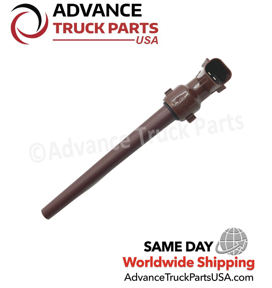 Advance Truck Parts USA branded studio perspective showcasing the full length and brown housing of the Freightliner coolant level sensor