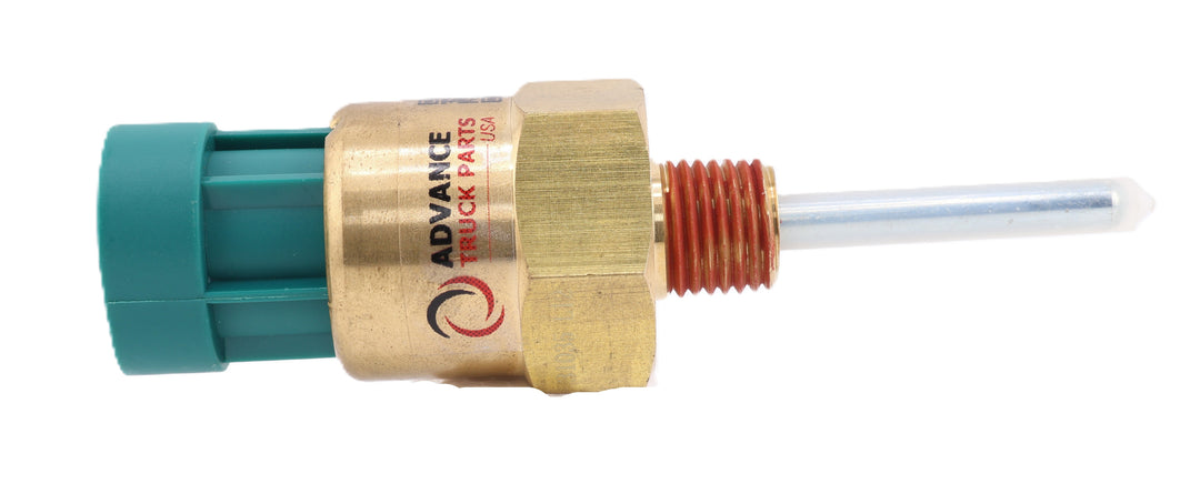 Advance Truck Parts USA 086714A0001 Minitek coolant level sensor featuring a brass housing and threaded probe on a plain background