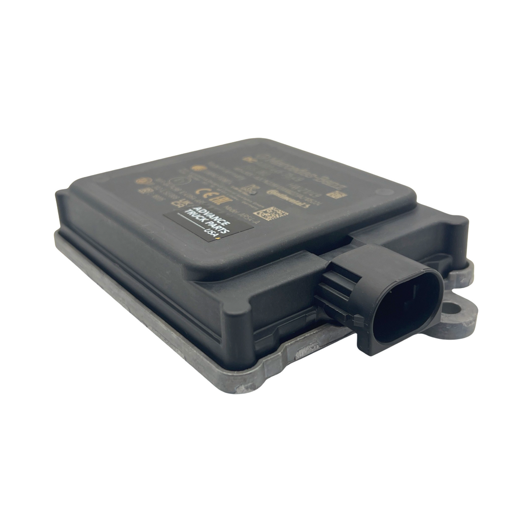 Advance Truck Parts USA 12-21425-002 switch manifold for Freightliner showing an angled horizontal profile of the black plastic housing with printed specifications, metallic base, and side electrical connector on a plain white background