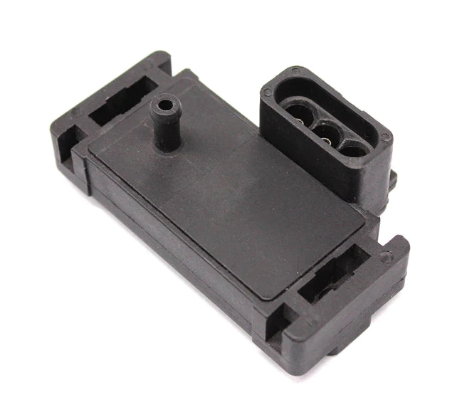 Advance Truck Parts USA 12219935 MAP turbo boost pressure sensor highlighting the vacuum port and connector on a plain background