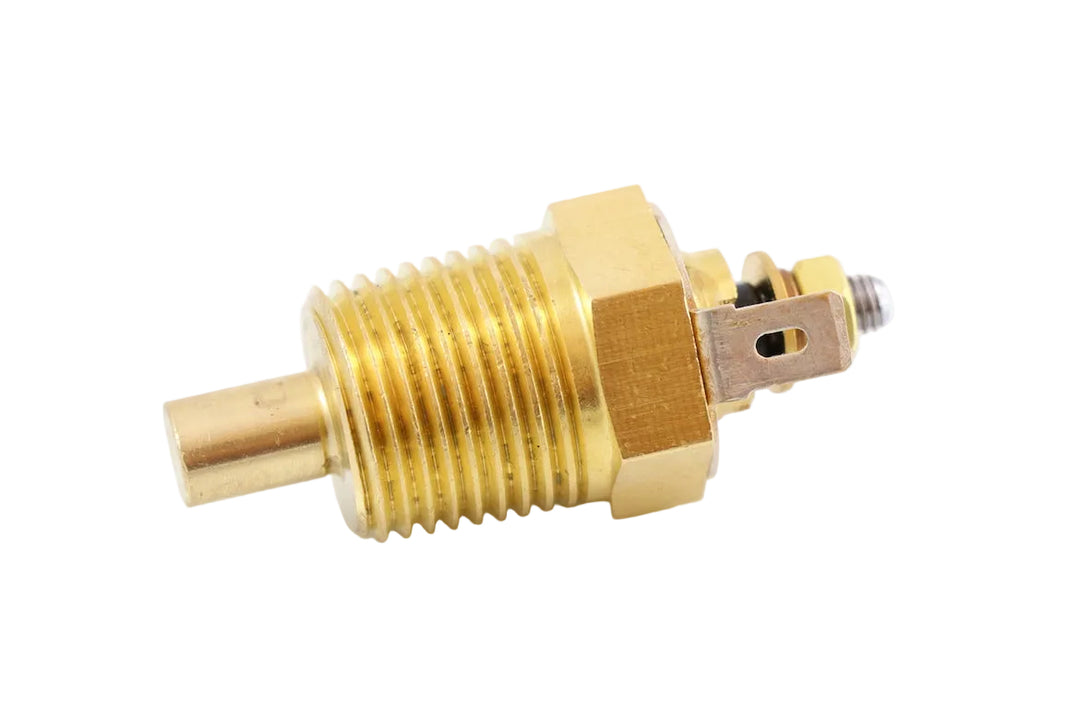 Advance Truck Parts USA 144728 Paccar transmission oil temperature sensor sender featuring a brass threaded housing and electrical terminal post on a plain background