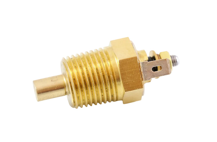 Advance Truck Parts USA 144728 Paccar transmission oil temperature sensor sender featuring a brass threaded housing and electrical terminal post on a plain background