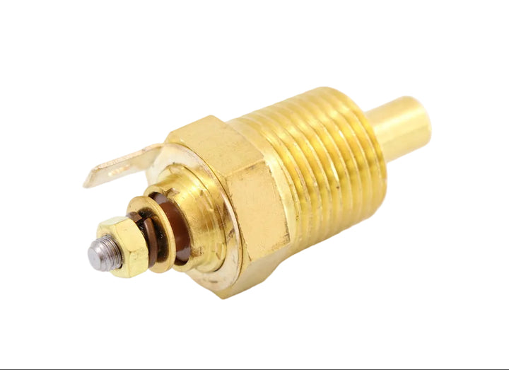 Advance Truck Parts USA 147584 Paccar transmission oil temperature sender featuring a threaded brass body and terminal post on a plain background
