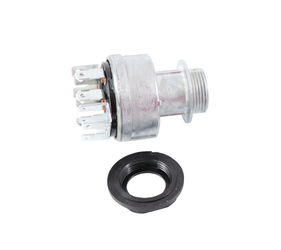 Advance Truck Parts USA 21427B heavy-duty ignition switch with terminal blades and mounting nut on a plain background