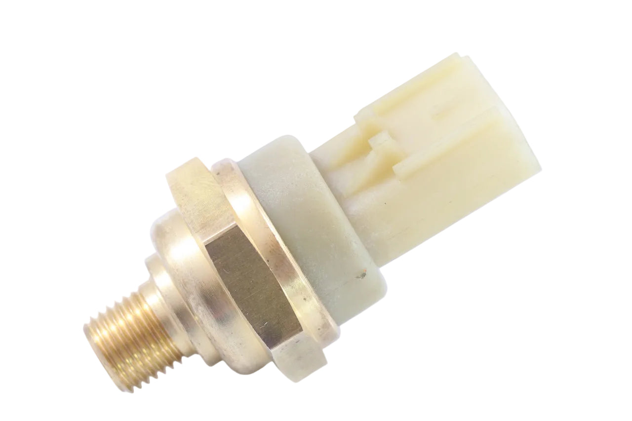 Advance Truck Parts USA 23527829 Detroit Diesel S60 turbo boost pressure sensor featuring a brass threaded base and light-colored connector housing on a plain background