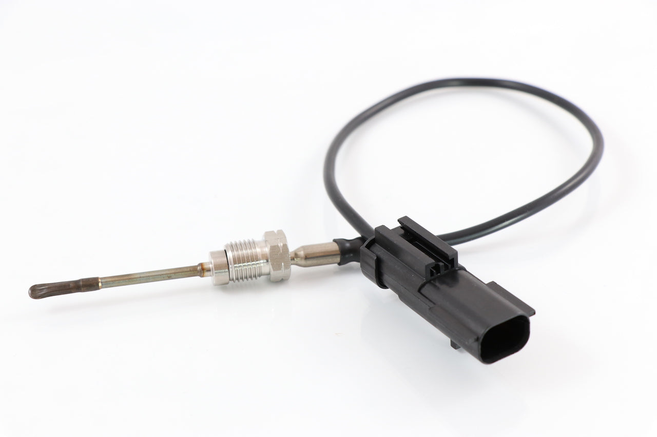 Advance Truck Parts USA 2593754C92 exhaust gas temperature sensor for Navistar International featuring a threaded probe, harness, and connector on a plain background