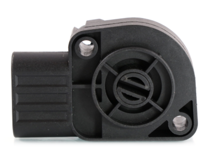 Advance Truck Parts USA 2603893C91 throttle position control sensor featuring a black molded body, mounting holes, and rotor slot on a plain background