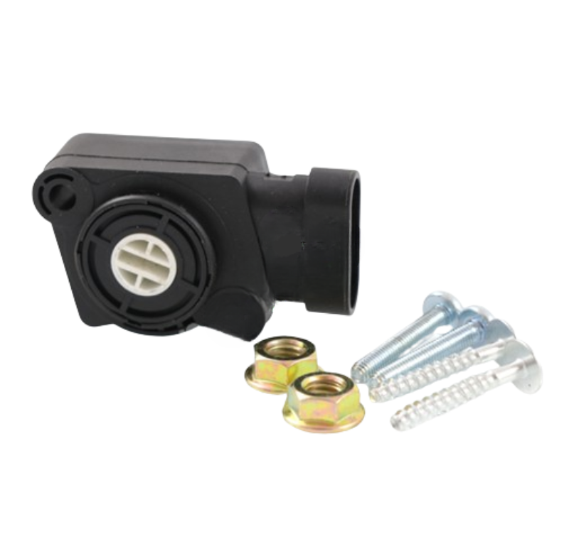 Advance Truck Parts USA 2607180C91 throttle position sensor kit for Navistar trucks featuring a black sensor module, mounting nuts, and hardware screws on a plain background