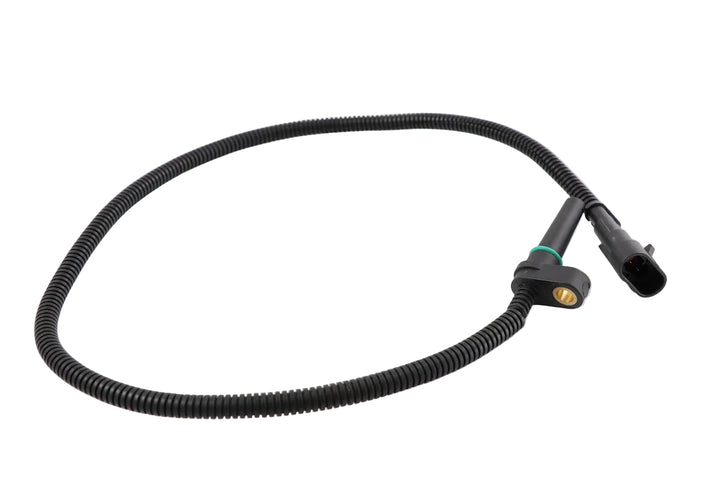 Advance Truck Parts USA 2837371 Cummins ISX turbocharger speed sensor kit featuring a protected cable harness, sensor probe with O-ring, and connector on a plain background
