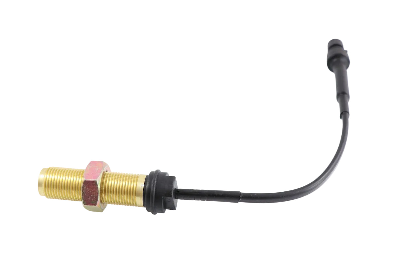 Advance Truck Parts USA 3528003C1 International speedometer and tachometer sensor featuring threaded brass body and integrated wire harness on a plain background