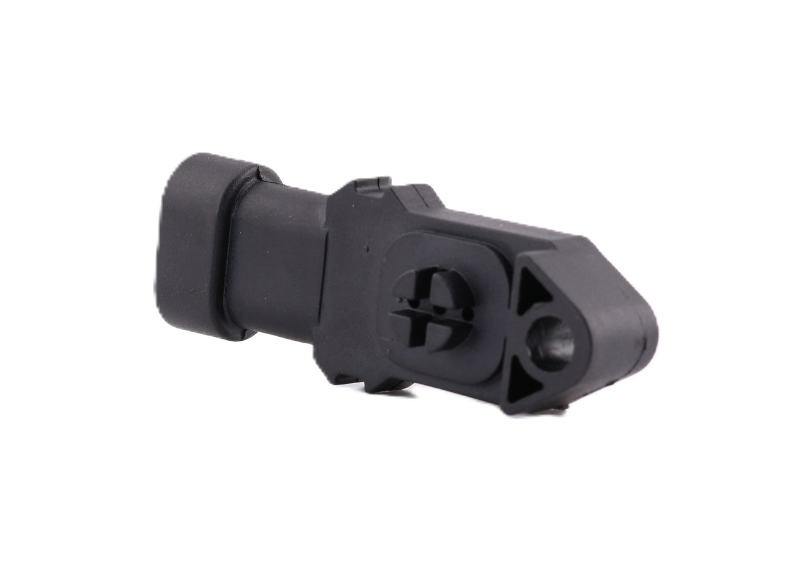 Advance Truck Parts USA 4902720 ambient air temperature sensor showing a horizontal profile with a black plastic body, mounting hole, and oval connector base on a plain background