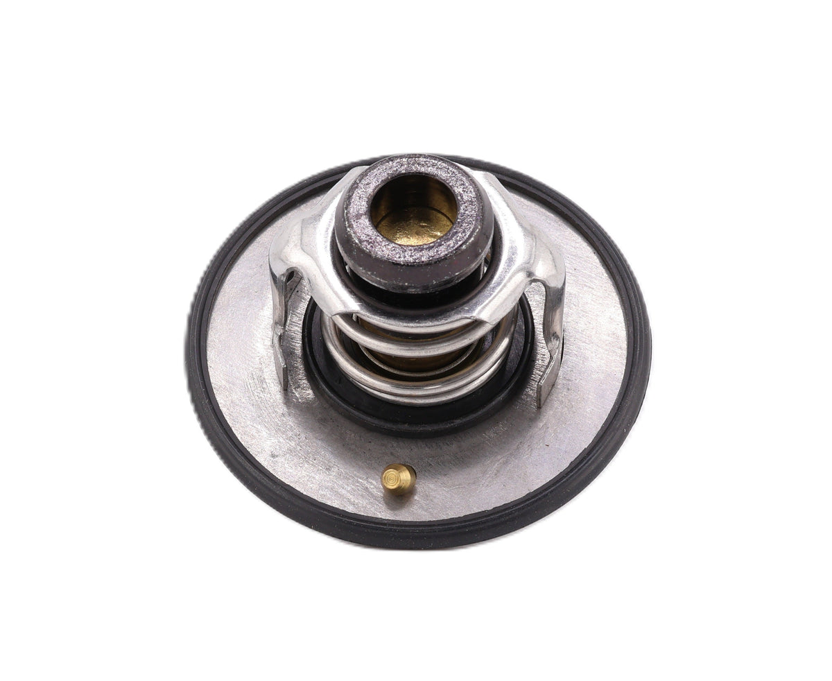 Advance Truck Parts USA 5292712 3954830 190F degree thermostat kit showing a top down perspective of the metallic housing, jiggle pin, and black rubber seal on a plain background