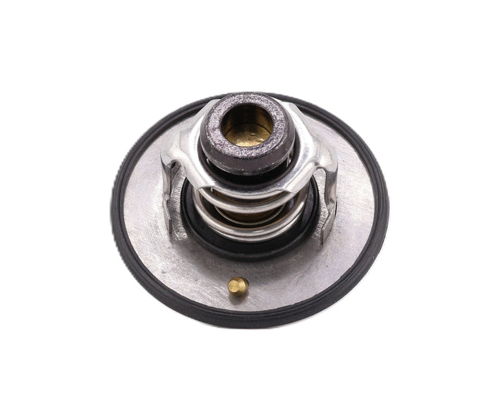 Advance Truck Parts USA 5292712 3954830 190F degree thermostat kit showing a top down perspective of the metallic housing, jiggle pin, and black rubber seal on a plain background