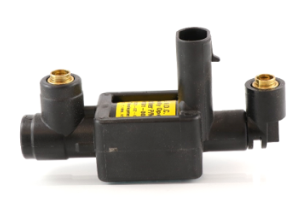 Advance Truck Parts USA A06-60501-007 normally open solenoid valve showing a right side perspective with brass fittings, electrical connector, and black housing on a plain background