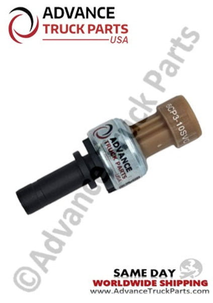 Advance Truck Parts USA branded studio angled view of the air pressure switch for heavy-duty trucks